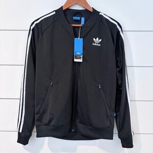 Adidas Originals Track Jacket Black Preppy Athleisure Clean Girl M Womens